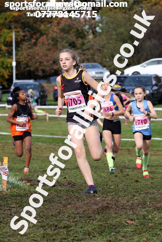 Girls under-13s National Cross Country Relay, Berry Hill Park, Mansfield. Photo:  David T. Hewitson/Sports for All Pics